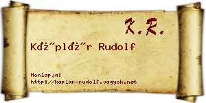Káplár Rudolf névjegykártya