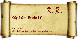 Káplár Rudolf névjegykártya